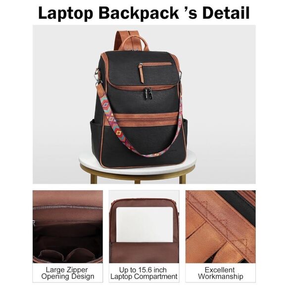 Leather Travel Backpack Bag - Picture 4 of 7